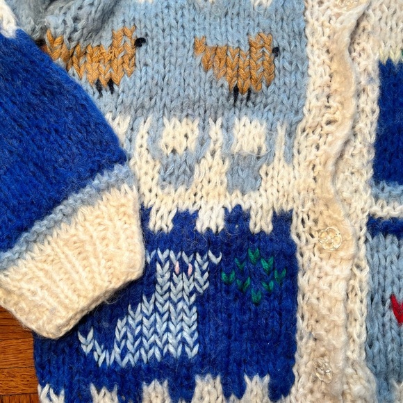 Vintage Grazia Hand Chunky Knit Wool Blend Sweater Cardigan - Picture 4 of 12